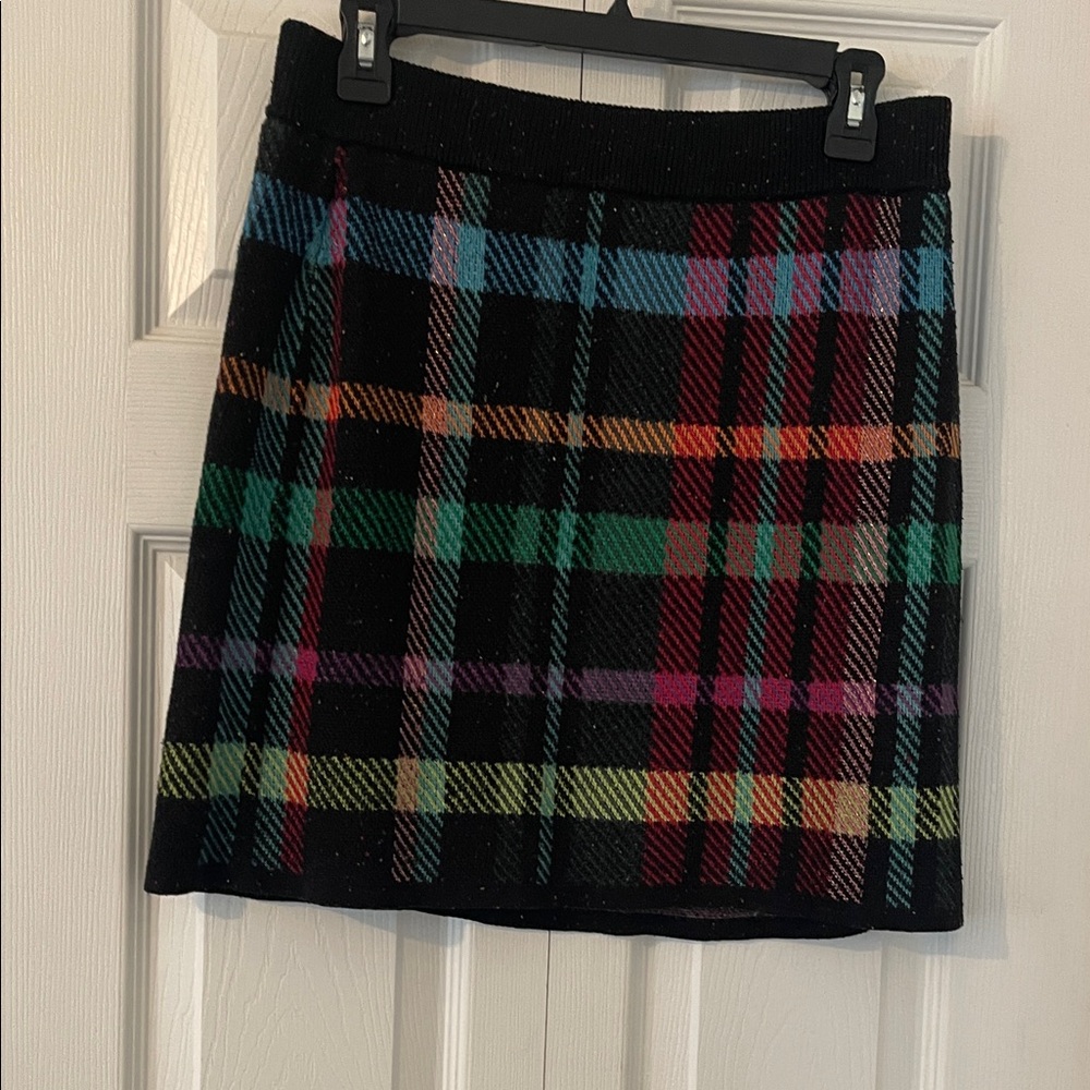 For The Republic Black Multicolor Plaid Mini Skirt
